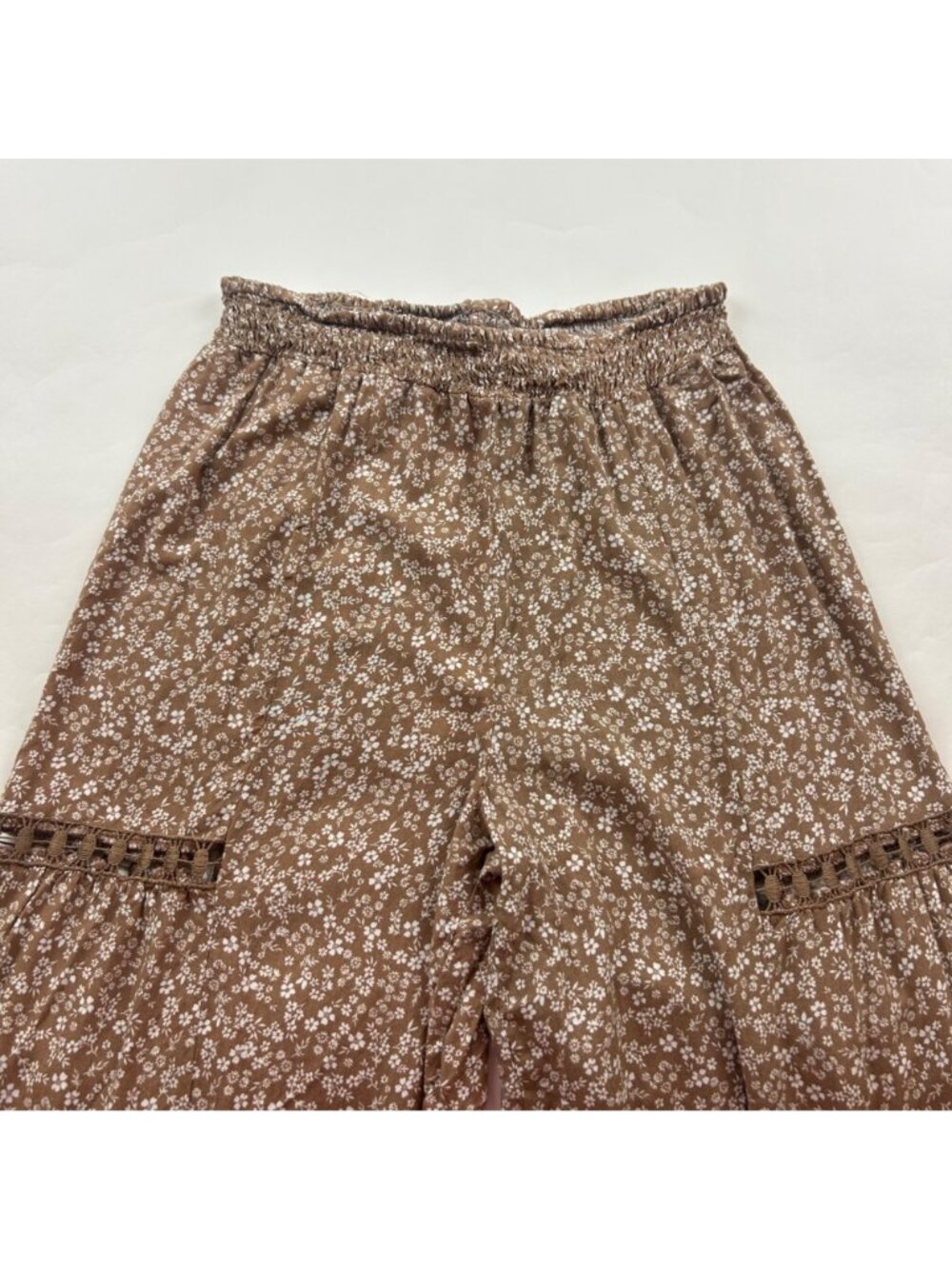 Rachel Paige Brown Floral Lace Accent Lounge Pant L - Picture 2 of 6